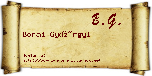 Borai Györgyi névjegykártya